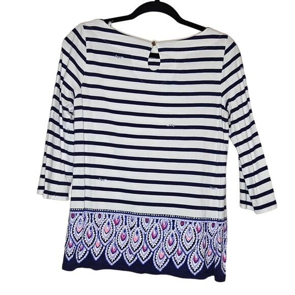 Lilly Pulitzer Waverly Top in Navy Serene Stripe blouse size Medium - Picture 2 of 8